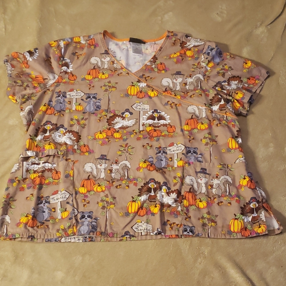 Fall/Thanksgiving Scrub Top